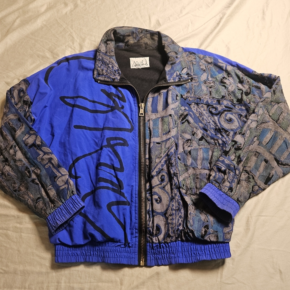 Vintage 90s Women’s Colorblock Windbreaker Abstract USA XL